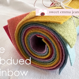 9x12 Wool Felt Sheets The Subdued Rainbow Collection 8 Sheets of Felt image 1