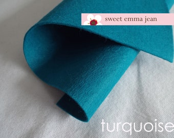 Wool Felt 1/2 (one half) yard cut - Turquoise - blue wool blend felt