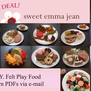 Felt Play Food Patterns - Get 13 PDFs for one low price  - DIY Felt Food Patterns