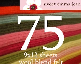 75 Wool Blend Felt Sheets – 9x12 Craft Supply