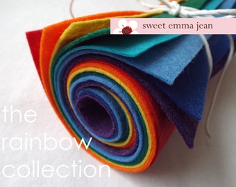 9x12 Wool Felt Sheets - The Rainbow Collection - 8 Sheets of Felt