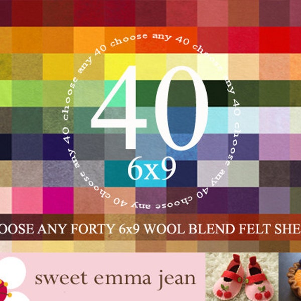 6x9 Wool Felt Sheets - Choose Any Forty (40) - Wool Blend Felt