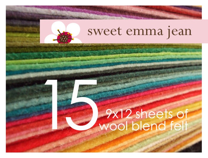 Wool Felt Sheets Choose Any Fifteen 15 Wool Blend Felt image 1