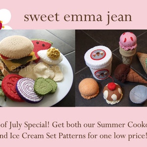 Felt Food Patterns – Ice Cream & Hamburger Cookout Set (PDF Patterns)