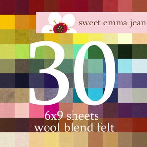 Wool Felt - Choose Any Thirty (30) 6x9 Sheets of Wool Blend Felt