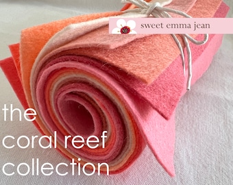 9x12 Wool Felt Sheets - The Coral Reef Collection - 8 Sheets of Felt