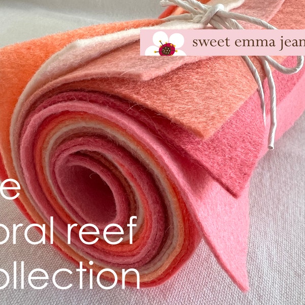 9x12 Wool Felt Sheets - The Coral Reef Collection - 8 Sheets of Felt