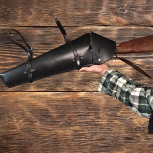 30&quot; to 35&quot;  Hunting  Leather Engraved Rifle Scabbard for Lever Action Carbine Horseback, Hunting Case, Rifle Cover, Shotgun scabbard