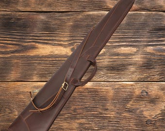 Handmade Leather Shotgun Case, Hunter Rifle Scabbard, Fleece Lined