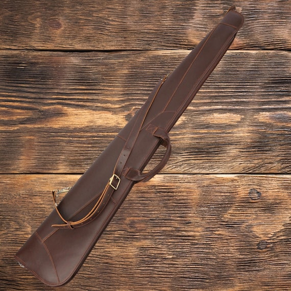 Handmade Leather Shotgun Case, Hunter Rifle Scabbard, Fleece Lined