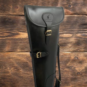 Leather Rifle Hunting Case, Western Shotgun Case , Black Leather Rifle Scabbard with Fur Lining, Carrying Handle Adjustable Carrying Strap.