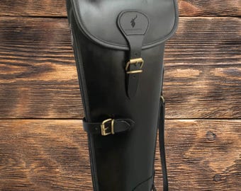 Black Leather Rifle Scabbard, Fur Lined Shotgun Case, Western Hunting
