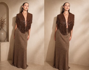 Women Leather Fringe Vest, Brown Western Fringe Jacket, Boho Leather Vest, Cowgirl Outfit, Festival Outfit, Cropped Leather Jacket