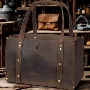 Leather Tool Storage Bag, Leather Tool Organizer bag, Tooled Leather Bag, Wrench Organizer, Tool Bag for Men, Gift for him, tool carrier