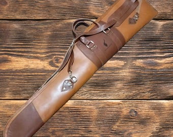 Handmade Leather Shotgun Case, Rifle Scabbard with Shoulder Strap