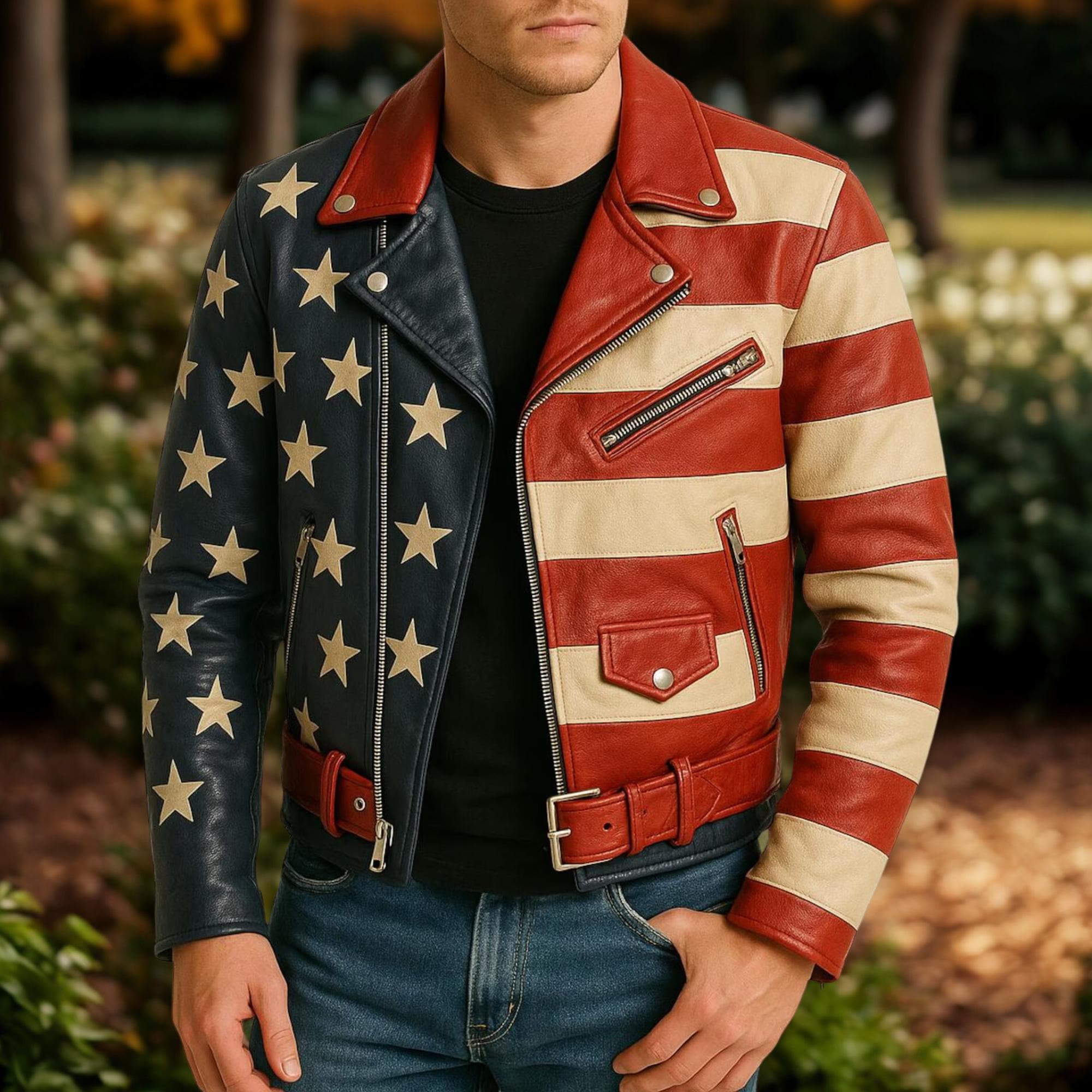 Usa Flag Leather Jacket - Etsy