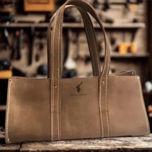 Leder Tote Werkzeugtasche für Handwerkzeuge, Gartenwerkzeug, Natur, Premium Lagerung Leder Schraubenschlüssel Organizer, Geschenk für Papa, Stamm Veranstalter