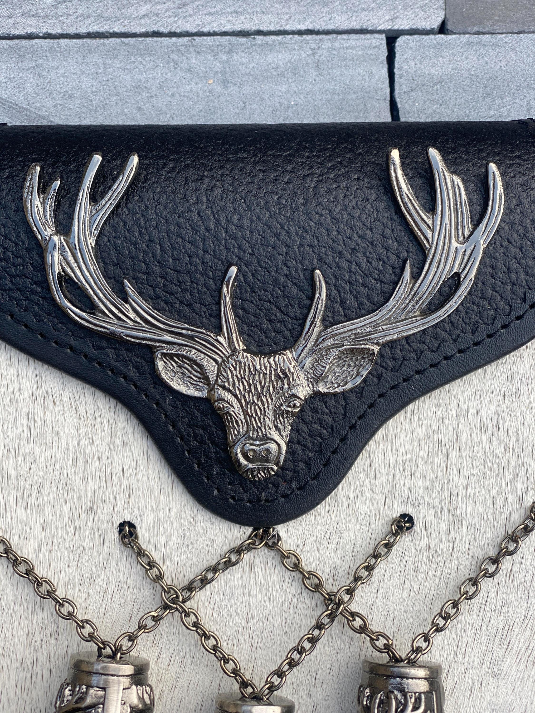 Premium Fatto A Mano - Grigio E Nero Coniglio Pelliccia Semi Abito Scozzese SPORRAN - Celtic Sporran E Cintura Catena - Kilt Sporran - Italia - Foto 7