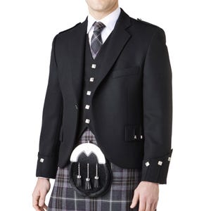 Schottische Argyle Kilt Jacke und Weste Handgemachte 100% Wolle Hochzeit Kilt Jacke für Herren | Brustumfang 86cm bis 138cm