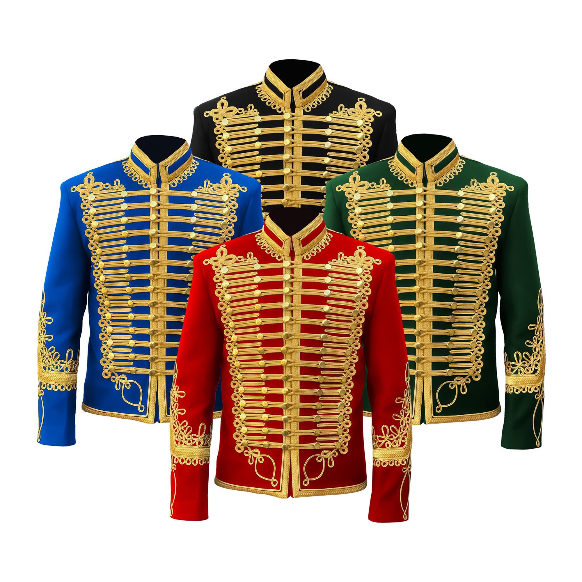 Military Jacket Napoleonic Hussars Tunic Jacket Custom Military Tunic Jimmy Hendrix Jackets for Men Wedding Jacket Gold Braided Wool Jackets