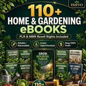 110+ Home & Gardening eBooks Bundle | PLR MRR Resell Rights | Gardening, DIY And Home Improvement | Editable Digital Download