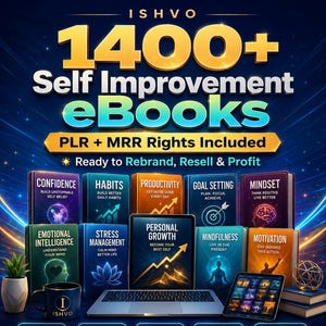 Bundel met meer dan 1400 e-books over zelfverbetering | PLR MRR-resellrechten | Motivatie, mindset, succes en persoonlijke groei | Digitale download