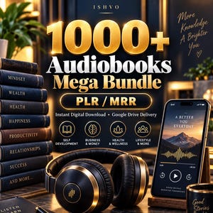 Över 1000 ljudböcker i megapaket | Återförsäljningsrättigheter för PLR och MRR | Digitalt ljudbibliotek | Flera nischer