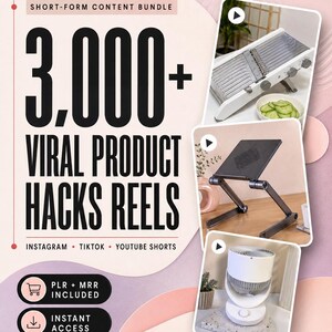 3,000+ Viral Product Hacks Reels Bundle | PLR/MRR Included | TikTok, Instagram & YouTube Shorts Content Pack | Instant Access