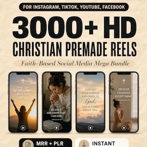 Über 3000 christliche Videos im Paket | HD-Videos mit Bibelzitaten | Virale, anonyme Inhalte | PLR- und MRR-Download | Instagram, TikTok, YouTube Shorts