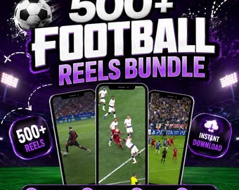 Paquete de más de 500 vídeos virales de fútbol para TikTok Reel, Instagram y YouTube Shorts / PLR + MRR / Descarga instantánea /