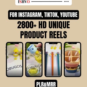 Pack de más de 2800 vídeos de productos únicos en HD / MRR y PLR / Instagram, TikTok, YouTube Shorts / Crecimiento en redes sociales / Descarga instantánea