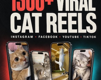 Paquete de vídeos virales de gatos: más de 1300 vídeos divertidos, con derechos de reventa y derechos de reventa (descarga instantánea).