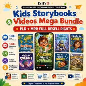 Kids Storybooks & Videos Mega Bundle | PLR, MRR Full Resell Rights | Ready-to-Sell Educational Digital Collection