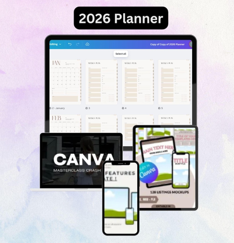2026 Digital Planner Canva Template | Fully Editable | PLR/MRR | ISHVO ...