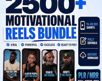 2500+ Motivational Reels Bundle | TikTok, Instagram & Shorts | Viral Business Video Bundle | PLR/MRR
