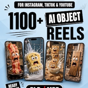 1100+ AI Talking Object Reels Pack | Viral Faceless Video Bundle | Canva Editable | PLR MRR | TikTok & YouTube Shorts Content