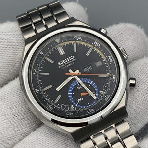 Vintage Seiko 6139-7060 Speed-Timer Automatic Chronograph, JDM Black Dial 1970s Mens Watch