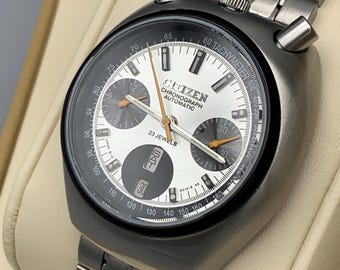 Vintage Citizen Automatic Chronograph Bullhead Panda Dial