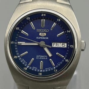 Seiko 5 Superior Automatic Watch 23 Jewels 7S36-00N0 Japan Made | Vintage Men’s Seiko Day Date Stainless Steel Collectible Timepiece