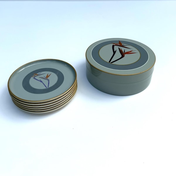 Vintage Japanese Otagiri Coasters- Bird of Paradise- (Set of 6)
