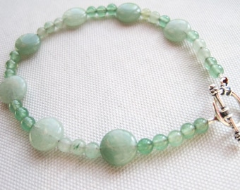 Green Beaded Bracelet, Aventurine Natural Stone Bracelet, Light Green Jewelry, Nature Inspired