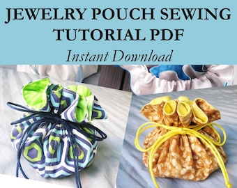 Travel Jewelry Bag Sewing Pattern PDF, Digital Tutorial How To Sew Your Own Drawstring Pouch, Storage Organizer Pattern for Women