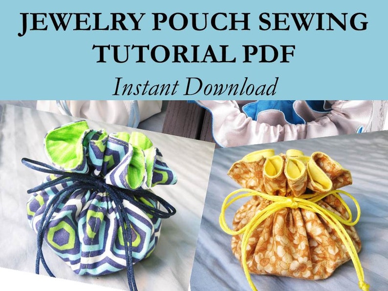 Travel Jewelry Bag Sewing Pattern PDF, Digital Tutorial How To Sew Your Own Drawstring Pouch, Storage Organizer Pattern for Women image 1