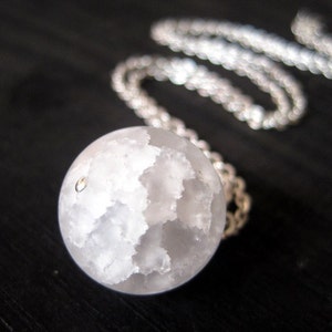 Snow Globe Necklace, White Crackle Quartz Sphere Pendant, Snowball Frosted Quartz, Christmas Gift, Miss You or Thank You Appreciation image 3