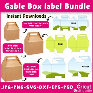 Gable Box Template Bundle , Box Svg, Gable Box Svg, Box Templates Svg, Gable Box Cricut Svg, Party Favors, Gift Box Svg, Canva drag and drop