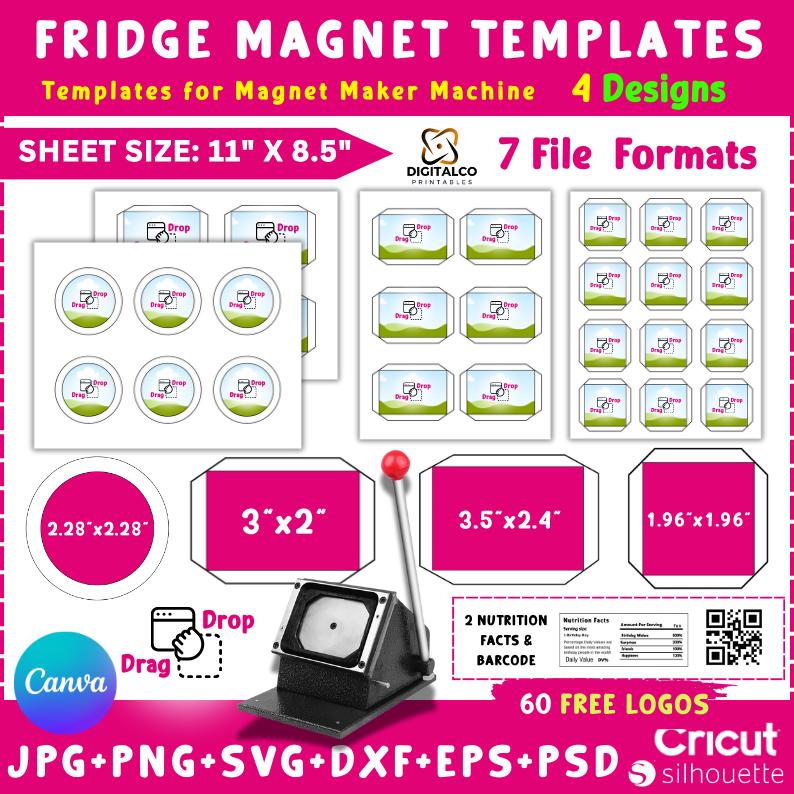 Square Fridge Magnet Template: Canva Photo Magnet Maker (Digital Download)