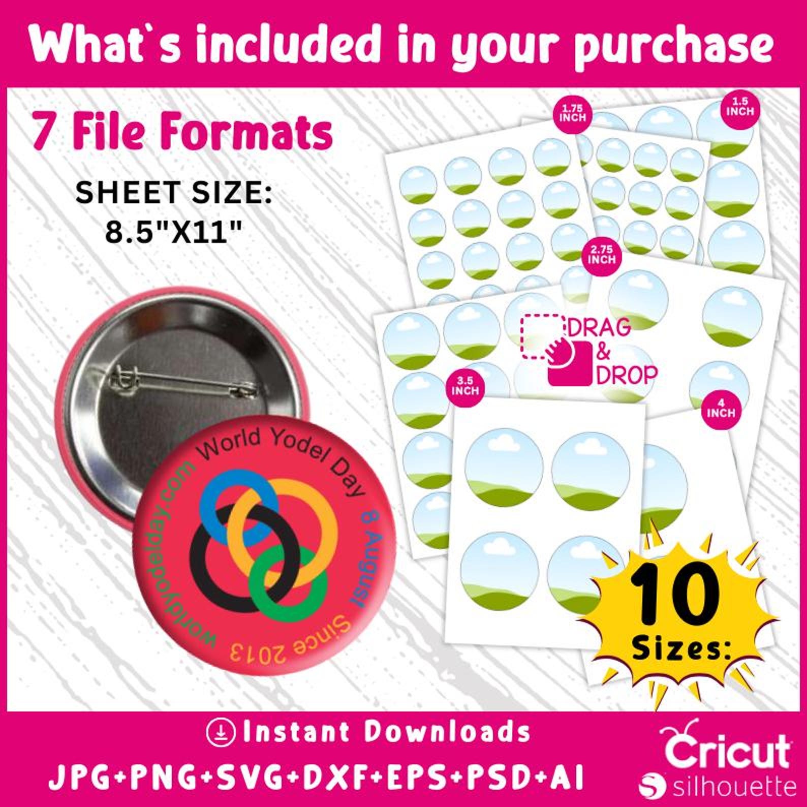 Button Pin Template Bundle, Circle Labels, Badge Maker, Button Pin Svg ...