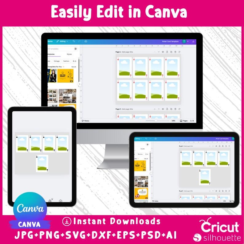 Playing Card Templates, Poker Card Template, Printable Cards, Personalized Card SVG, Canva Editable, Poker Card, Editable Canva Playing Card
Blank Playing Card, Playing Card, poker Card Template, Canva Editable, Affirmation card, Trading Card, Card Sublimation, playing  svg, canva template, party favor, custom poker card, Cricut card, DIY Cards 
Poker Card Canva Editable Template, Card Sublimation Design, Editable Trading Card, Blank Playing Card, Playing card Template, Drag and Drop