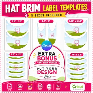 Hat Brim Template, Ultimate Trucker Hat Template, Trucker Hat Label, Blank Template, Baseball Cap Template, Custom Hat Brim, Editable Canva