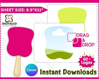 Church Fan Canva Template, Custom Paddle Fan, Paddle Fan Template, Blank Fan Template, Wedding Paddle Fan, Church Fan Svg, Canva Drag & Drop